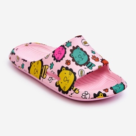 WJ1 Pantofole in schiuma leggera per bambini Motivo leone rosa scuro Esther 1