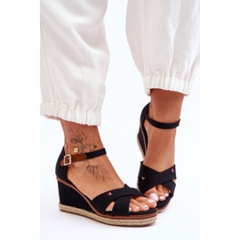 Sandali con zeppa da donna neri Janet nero 2