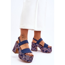 Sandali con tacco alto in pelle Maciejka 06089-17 Blu navy 1