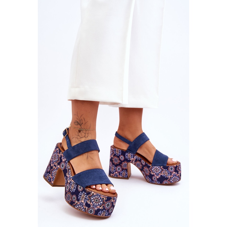 Sandali con tacco alto in pelle Maciejka 06089-17 Blu navy 1