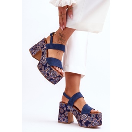 Sandali con tacco alto in pelle Maciejka 06089-17 Blu navy 2