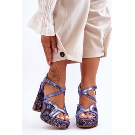 Sandali con tacco in pelle Maciejka 06084-17 Blu navy 2