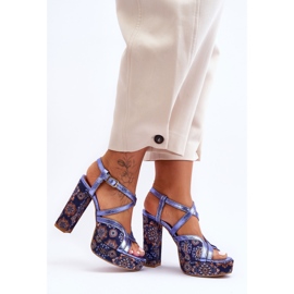 Sandali con tacco in pelle Maciejka 06084-17 Blu navy 1