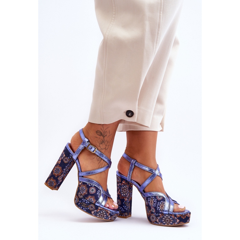 Sandali con tacco in pelle Maciejka 06084-17 Blu navy 1