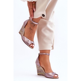 Sandali con Zeppa in Pelle Laura Messi 2603/783 Argento 2