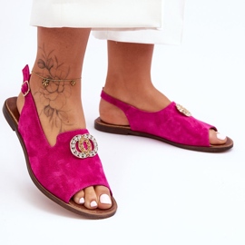 Sandalo Piatto In Camoscio Con Decorazione Nicole 2744/067 Fucsia rosa 2