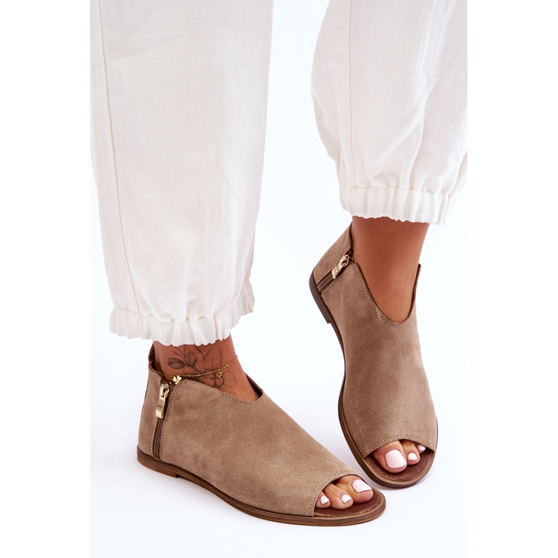Sandali Stivali Bassi Scamosciati Nicole 2799/023 Beige 1