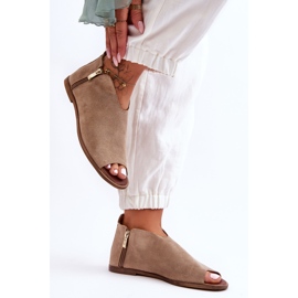 Sandali Stivali Bassi Scamosciati Nicole 2799/023 Beige 2