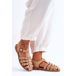 Sandalo Piatto Donna Con Zirconi Beige Ascot 2