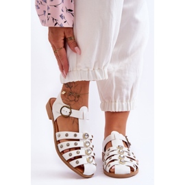 Sandalo Piatto Donna Con Zirconi Bianco Ascot 1