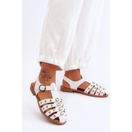 Sandalo Piatto Donna Con Zirconi Bianco Ascot 2