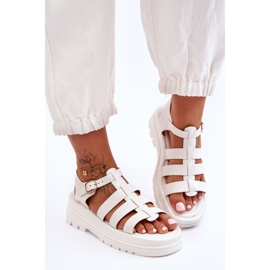 Sandali In Pelle Con Strisce Colet Bianche bianca 1