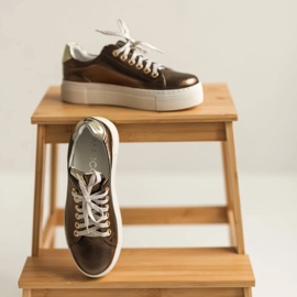 Marco Shoes Sneakers da donna in vera pelle su suola spessa d'oro 2
