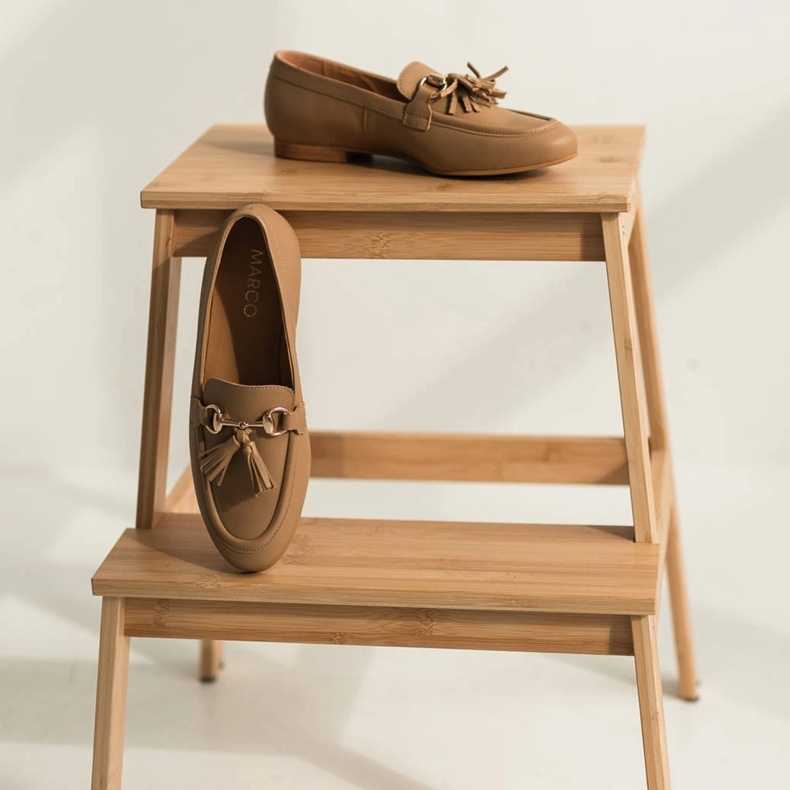 Marco Shoes Mocassini in pelle con frange beige 2