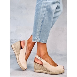 Espadrillas con zeppa aperte in punta beige Nevil 1