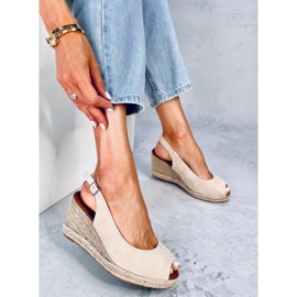 Espadrillas con zeppa aperte in punta beige Nevil 2