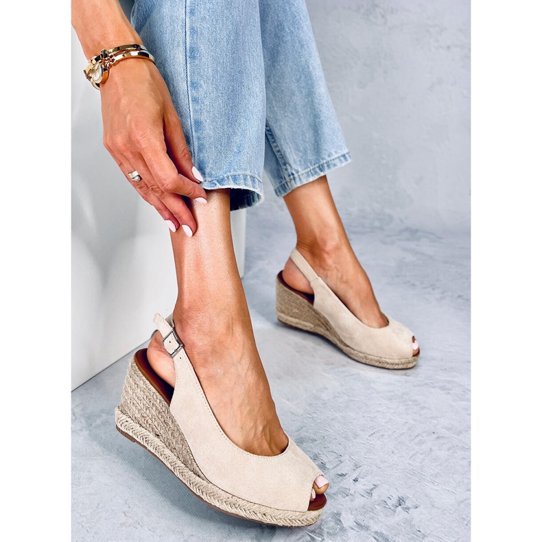 Espadrillas con zeppa aperte in punta beige Nevil 2