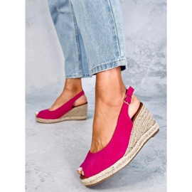 Nevil Espadrillas con zeppa aperte in punta fucsia rosa 1