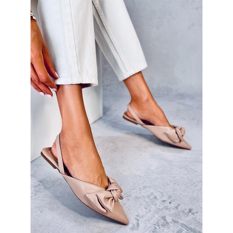 Loon Beige ballerine con tacco aperto 2