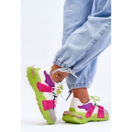 PS1 Scarpe sportive stringate alla moda da donna verde-rosa Chillout! 2