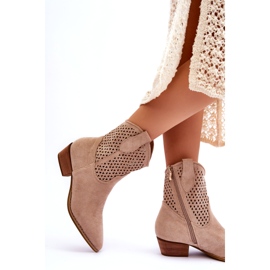 Stivali da cowboy traforati da donna Canne beige 2