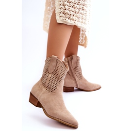 Stivali da cowboy traforati da donna Canne beige 4