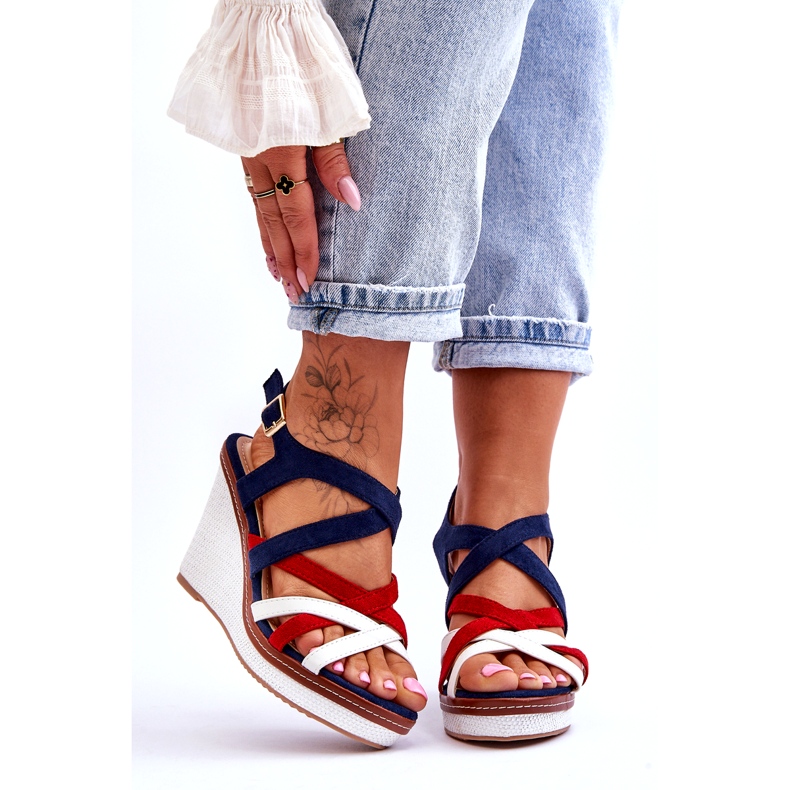 Seastar Sandali con zeppa e cinturini, colore blu navy multicolore 1