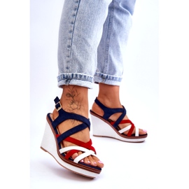 Seastar Sandali con zeppa e cinturini, colore blu navy multicolore 3
