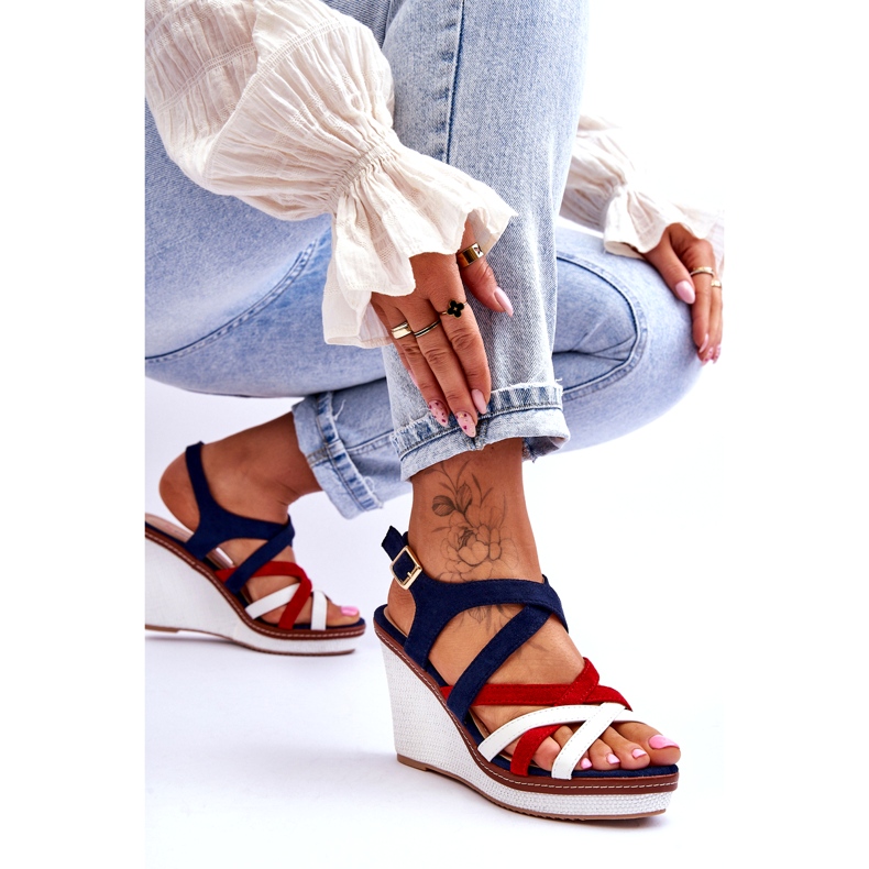 Seastar Sandali con zeppa e cinturini, colore blu navy multicolore 6