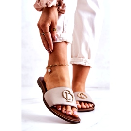 Infradito da Donna in Pelle con Decorazione Nicole 2735 Beige 1