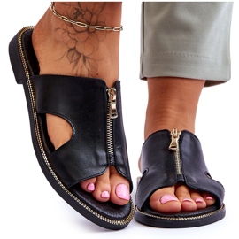 Lemar Pantofole da donna con cerniera decorativa Black Clarence nero 4