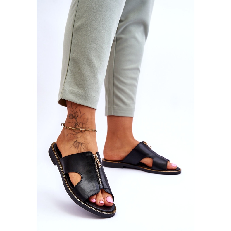 Lemar Pantofole da donna con cerniera decorativa Black Clarence nero 1