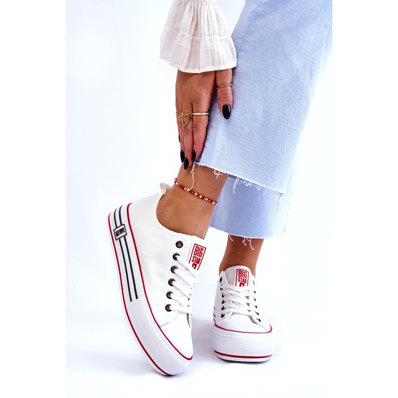 Sneakers da donna in tessuto con plateau Big Star LL274180 Bianche bianco 5