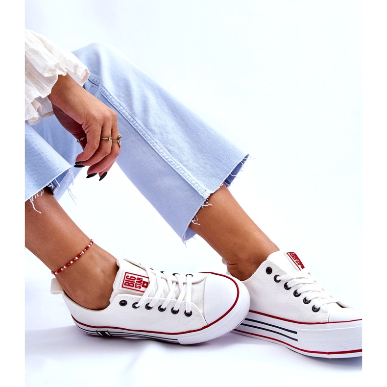 Sneakers da donna in tessuto con plateau Big Star LL274180 Bianche bianca 4