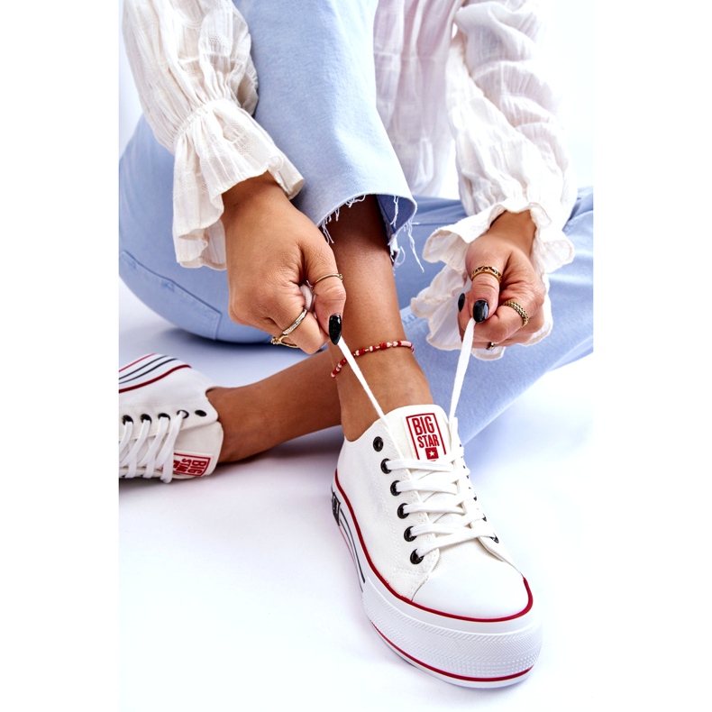 Sneakers da donna in tessuto con plateau Big Star LL274180 Bianche bianco 3