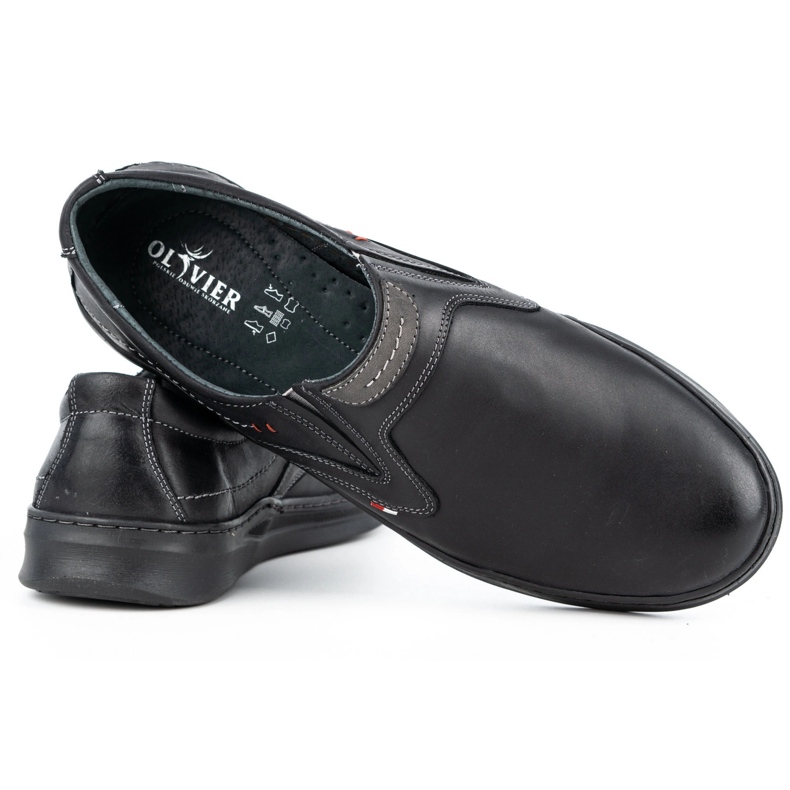 Olivier Scarpe slip-on casual da uomo in pelle 284GT, nere nero 3