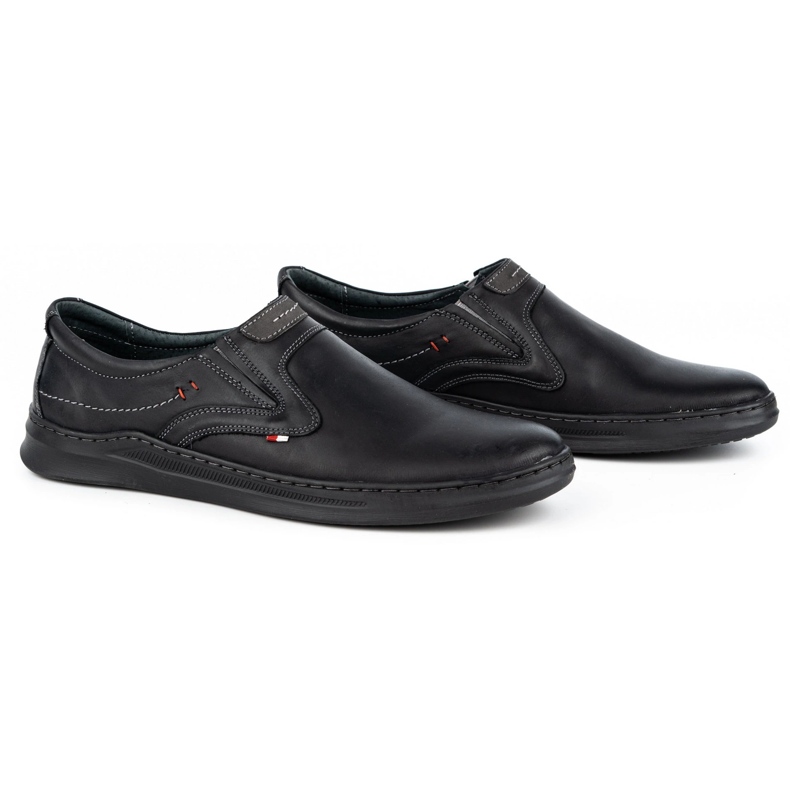 Olivier Scarpe slip-on casual da uomo in pelle 284GT, nere nero 2