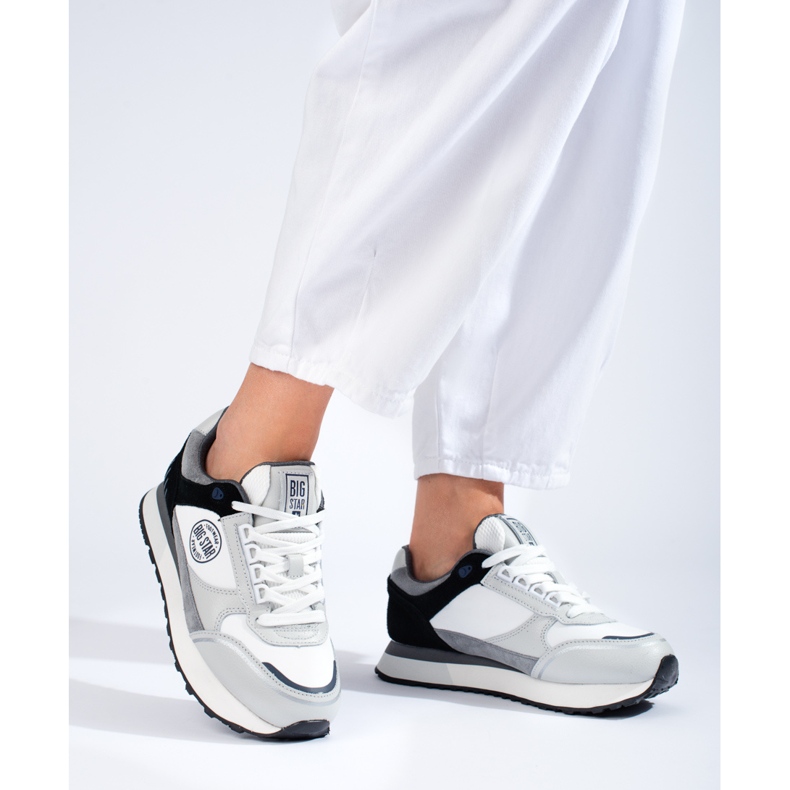Sneakers da donna bianche e grigie LL274370 Big Star grigio 1