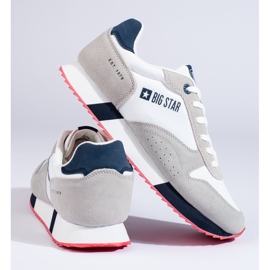 Scarpe sportive da uomo bianche e grigie LL174160 Big Star bianco 1