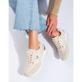 Sneakers con zeppa da donna beige Shelovet 1