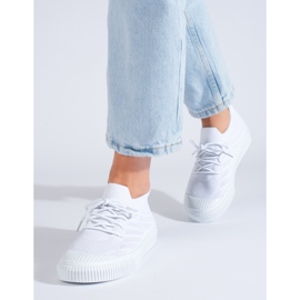 Sneakers da donna in tessuto bianco Shelovet bianca 1