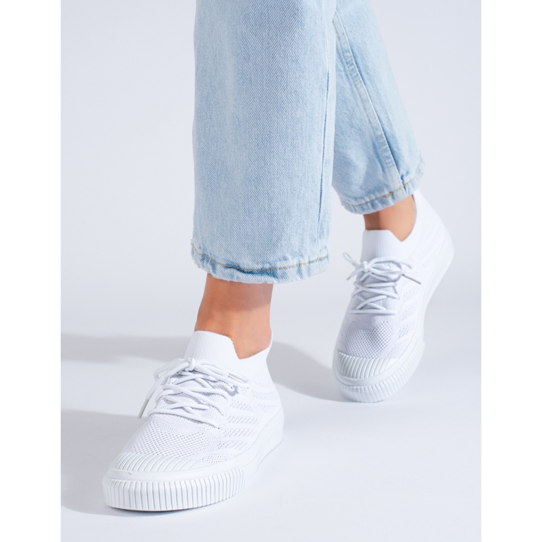 Sneakers da donna in tessuto bianco Shelovet 1
