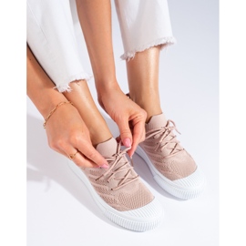 Sneakers da donna in tessuto Shelovet rosa chiaro 1