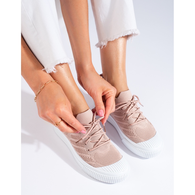 Sneakers da donna in tessuto Shelovet rosa chiaro 1