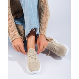 Scarpe sportive da donna in tessuto Shelovet beige 1