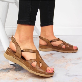 Sandali da donna in pelle con fascia elastica marrone Dolce Pietro 2