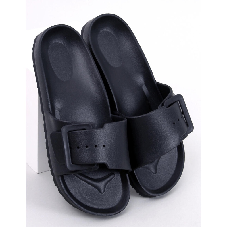 Ciabatte Romero in gomma nera con fibbia nero 1