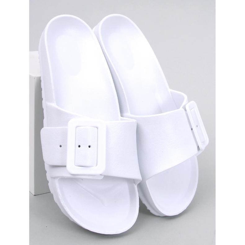 Ciabatte in gomma con fibbia Romero White bianca 1
