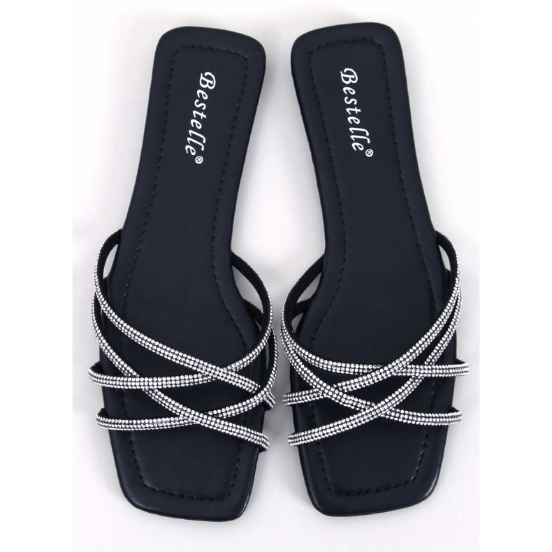 Ciabatte Rexha nere con strass nero 1