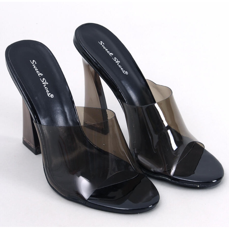 Ciabatte Seymour nere con tacco trasparente nero 1